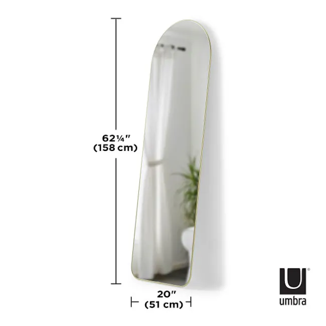 Hubba Arched Leaning Mirror 51 x 157 cm - Brass - 8 - Umbra 62 ¼" (158 cm) Height, 20" (51 cm) Width, Mirror Frame, White