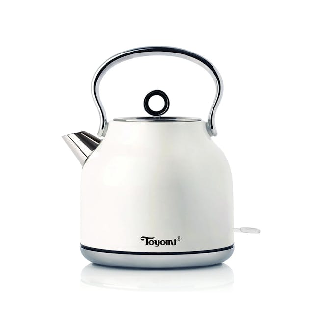 TOYOMI 1.7L Stainless Steel Water Kettle WK 1700 - Glossy White - 1 - White electric kettle, sleek design, stainless steel