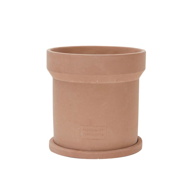 Mario Terracotta Pot with Saucer - Small - 0
