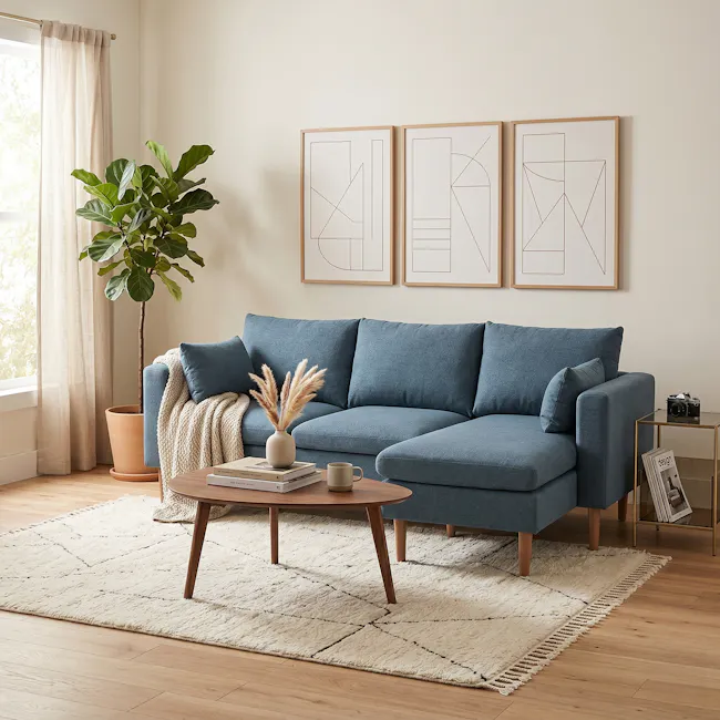 Alicia L-Shaped Sofa - Blue - 2