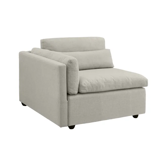 Liam Left Arm Unit - Ivory (Fabric) - 8 - Modern minimalist sofa, light gray fabric, comfortable seating, sleek design