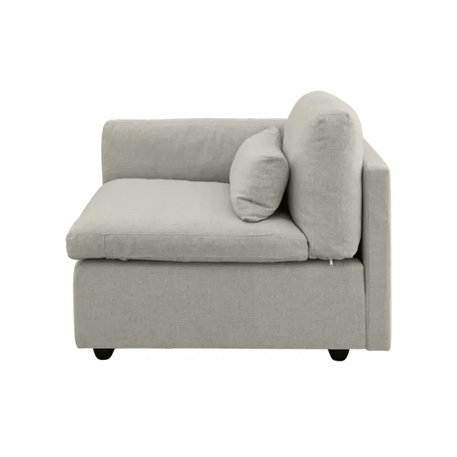 Liam 4 Seater Sofa - Ivory (Fabric) - 19 - Modern gray sofa with plush cushions, minimalist design, comfortable seating