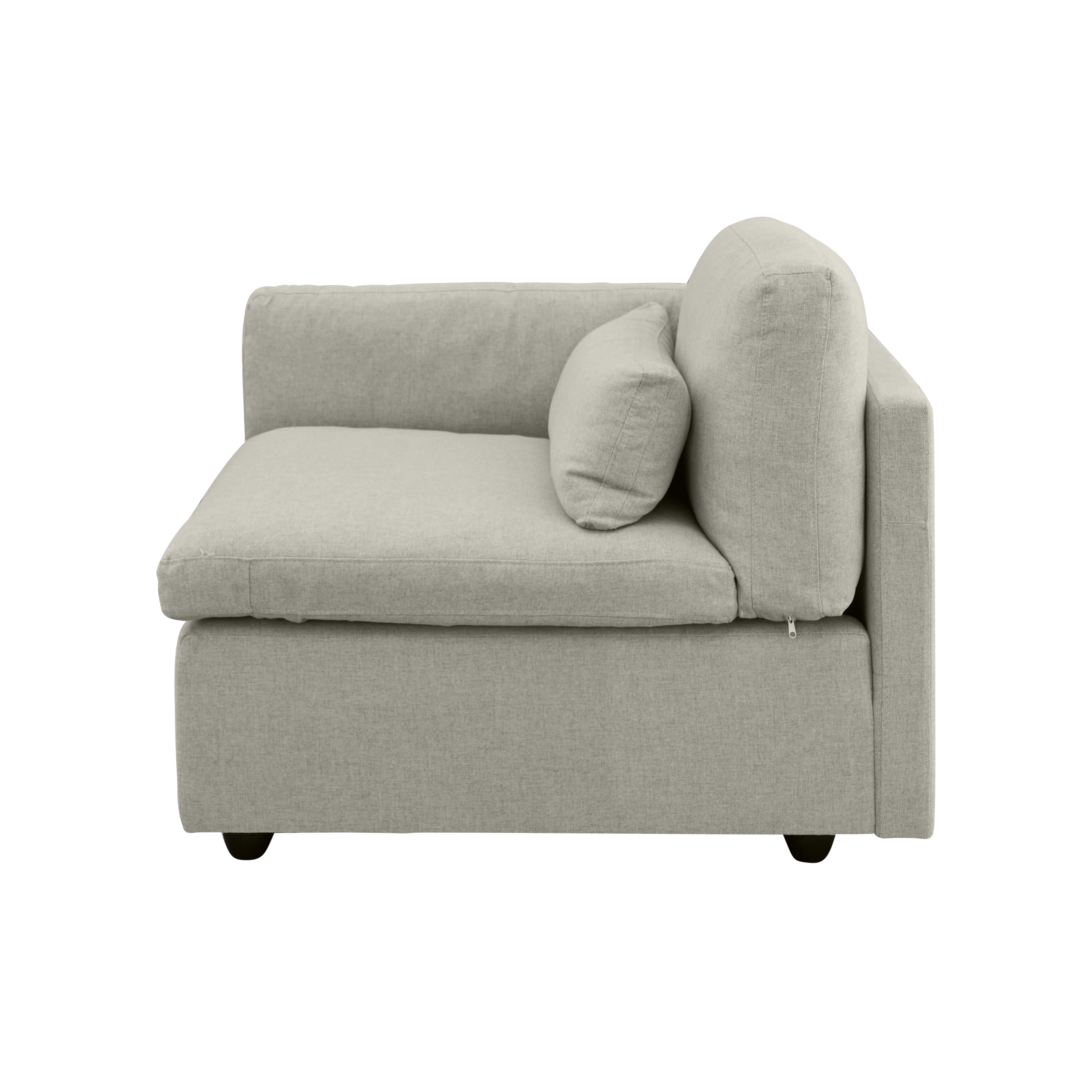 Liam 4 Seater Extended Sofa - Ivory (Fabric) - 33 - Modern gray sofa with plush cushions, minimalist design, comfortable