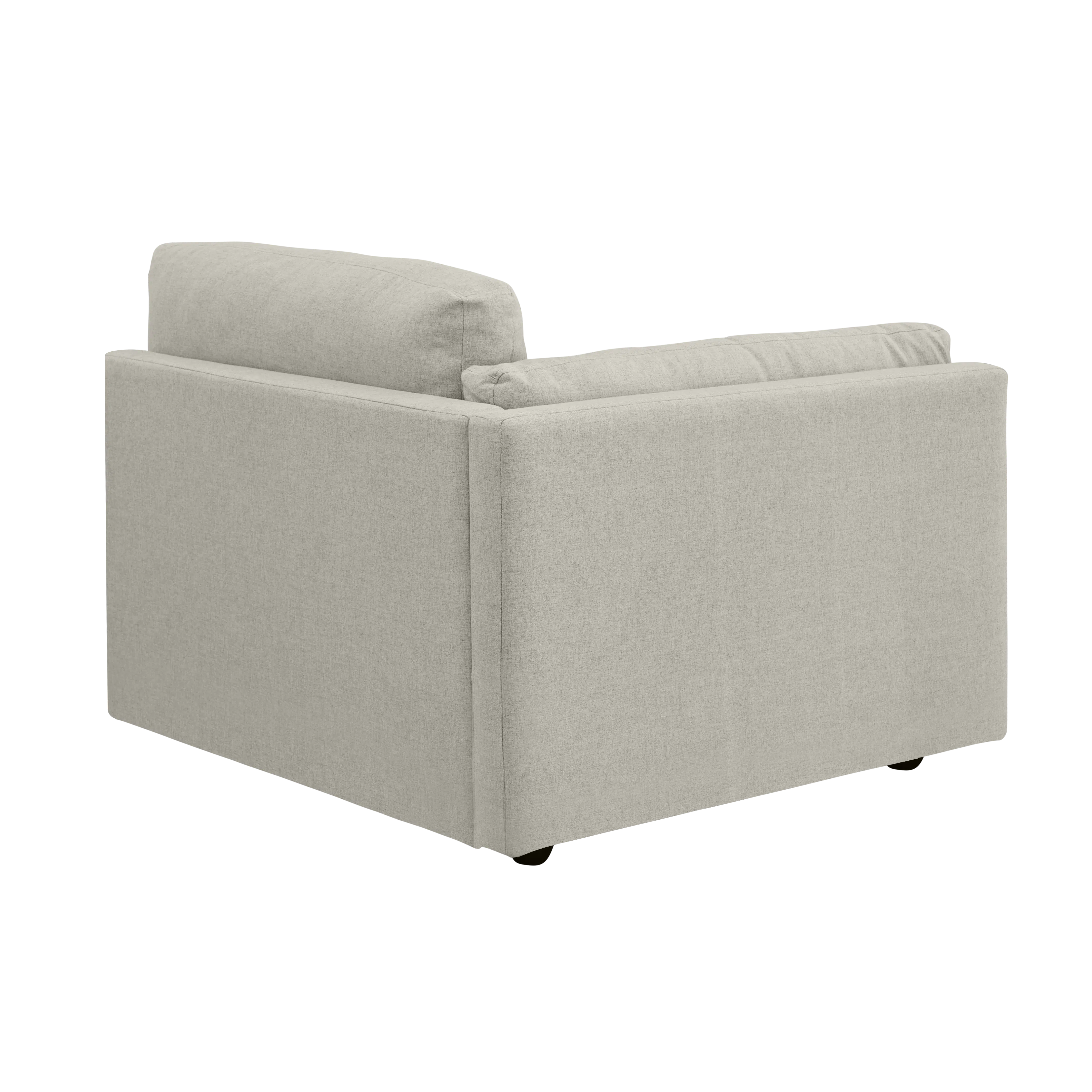 Liam 4 Seater Extended Sofa - Ivory (Fabric) - 34 - Modern minimalist sofa, light gray fabric, comfortable seating, sleek