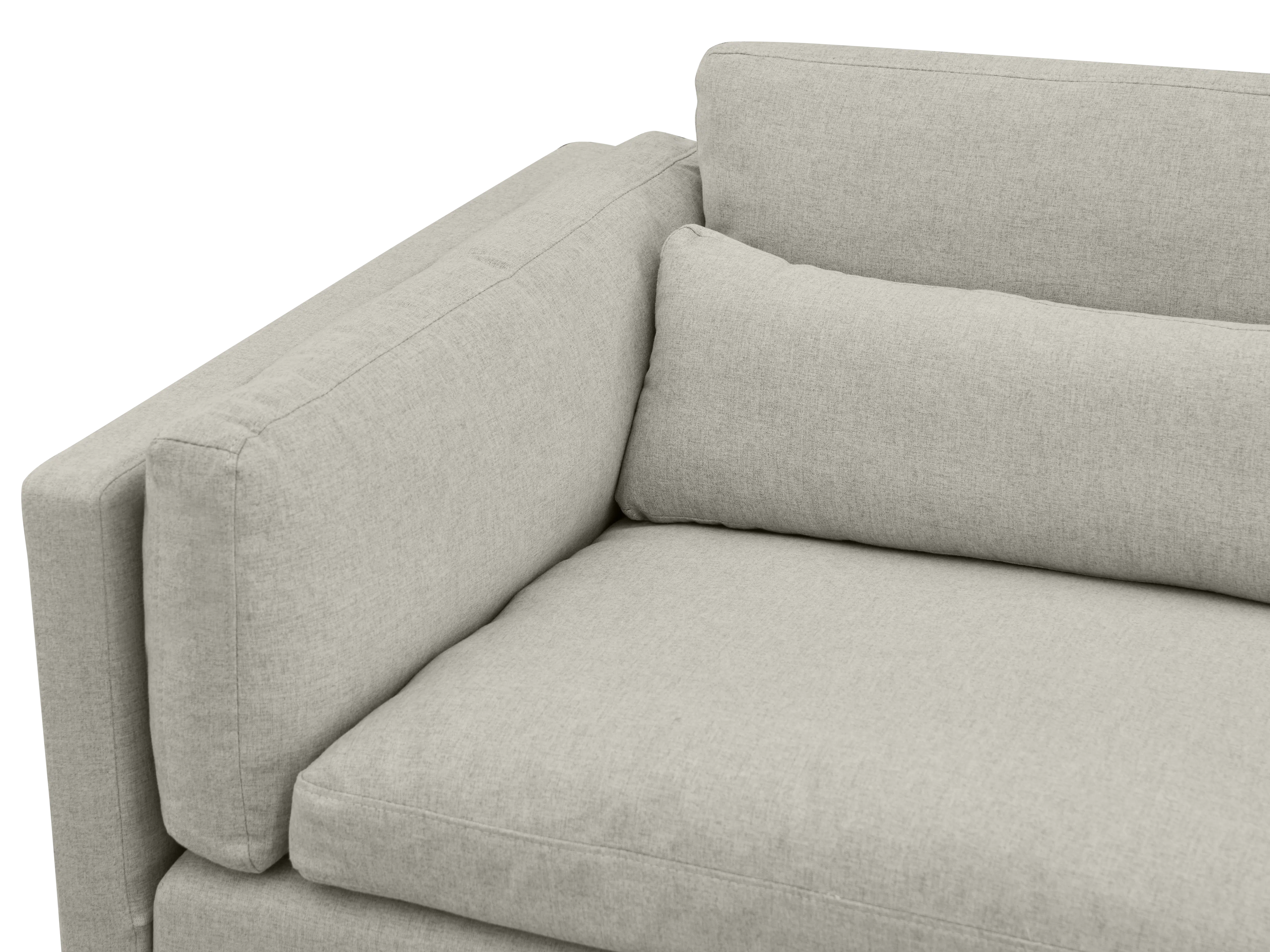 Liam 4 Seater Extended Sofa - Ivory (Fabric) - 35 - Light gray upholstered sofa, modern design, textured fabric, comfortable