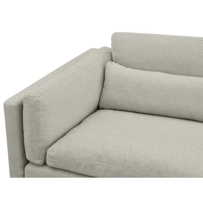 Liam 4 Seater Extended Sofa - Ivory (Fabric) - 35 - Light gray upholstered sofa, modern design, textured fabric, comfortable