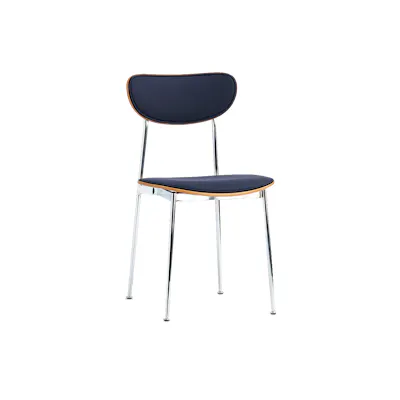 Miller Dining Chair - Walnut, Navy (Fabric Backrest)
