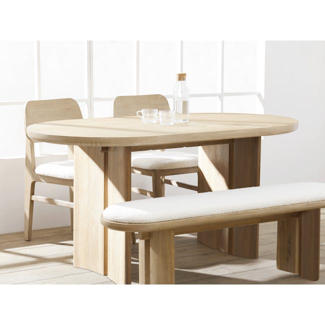 Catania Dining Table 1.8m with Catania Cushioned Bench 1.5m and 2 Catania Dining Chairs - 3