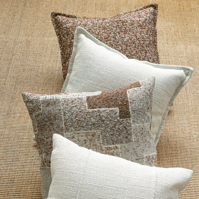 Gregori Linen Specks Cushion Cover - Grey - 4 - Burlap-textured, cozy, modern, textured, knitted, soft, plush, decorative
