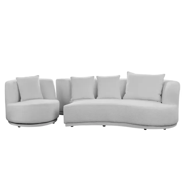 Holly 3 Seater Swivel Sofa - Grey - 5 - Modern minimalist sofa, white upholstered, comfortable seating, sleek design