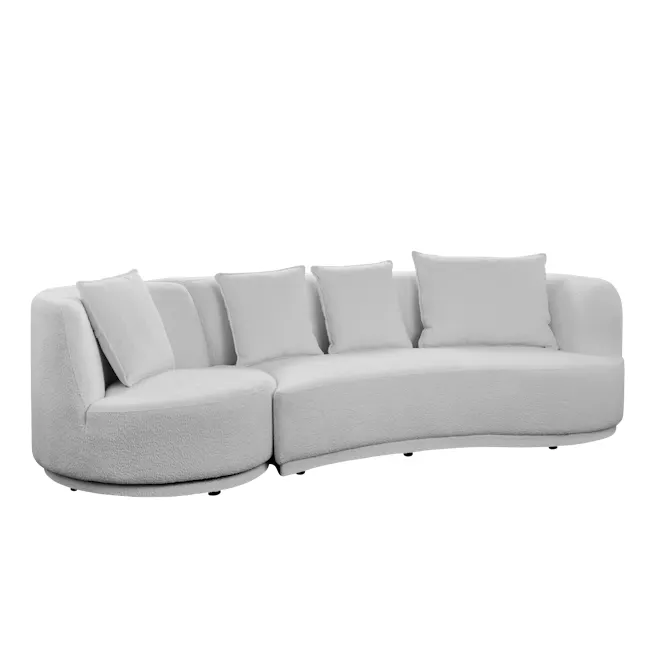 Holly 3 Seater Swivel Sofa - Grey - 7 - Sleek, modern sofa with plush, white cushions, Elegant, minimalist sectional with