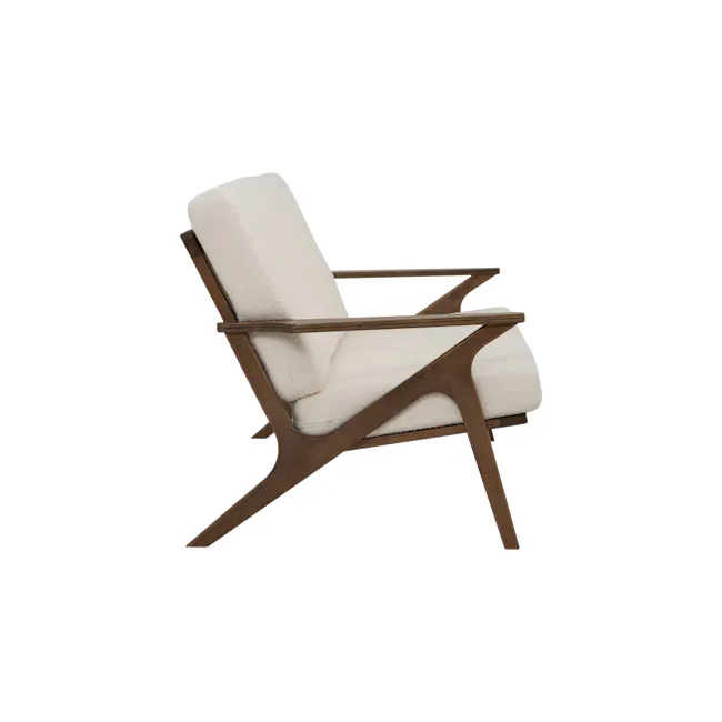 Aston 3 Seater Sofa - White Cream - 4 - Wooden armchair, minimalist design, white cushion, modern furniture, elegant chair