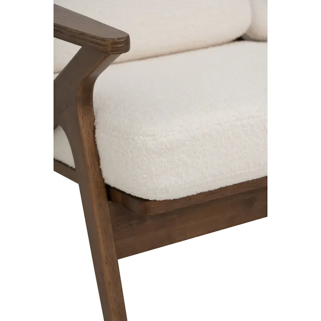 Aston 3 Seater Sofa with Aston Armchair - White Cream - 10 - Wooden armrest, white cushion, rustic design, wooden frame