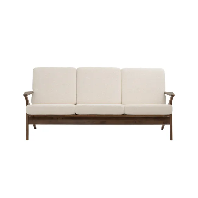 Aston 3 Seater Sofa with Aston 2 Seater Sofa - White Cream - 3 - Cream upholstered sectional sofa, minimalist design, wooden