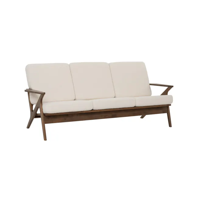 Aston 3 Seater Sofa with Aston 2 Seater Sofa - White Cream - 4 - Modern minimalist sofa, light beige upholstery, wooden