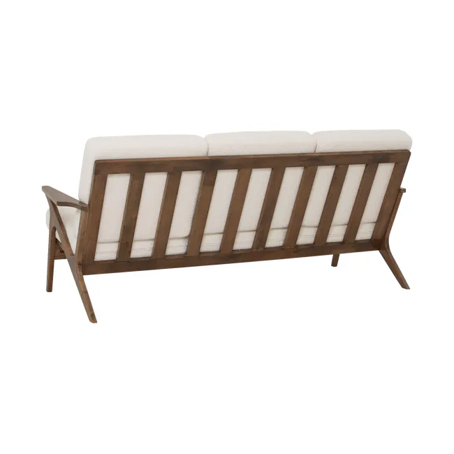 Aston 3 Seater Sofa with Aston 2 Seater Sofa - White Cream - 7 - Wooden bench, minimalist design, white cushion, slatted
