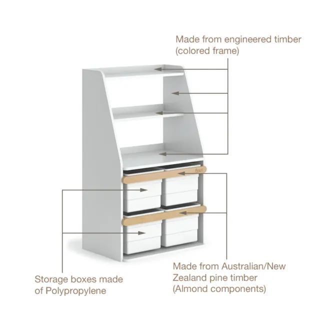 Tidy Integrated Storage Unit - Barley White, Almond - 4 - Engineered timber (colored frame), made from Australian/New