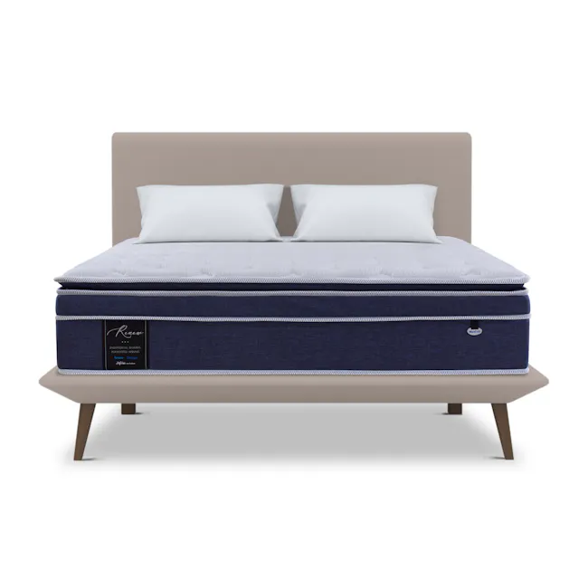 MaxCoil RENEW 35.5cm Mattress - Medium Soft (4 Sizes) *HipVan Exclusive!* - 9 - Modern minimalist bed with navy blue