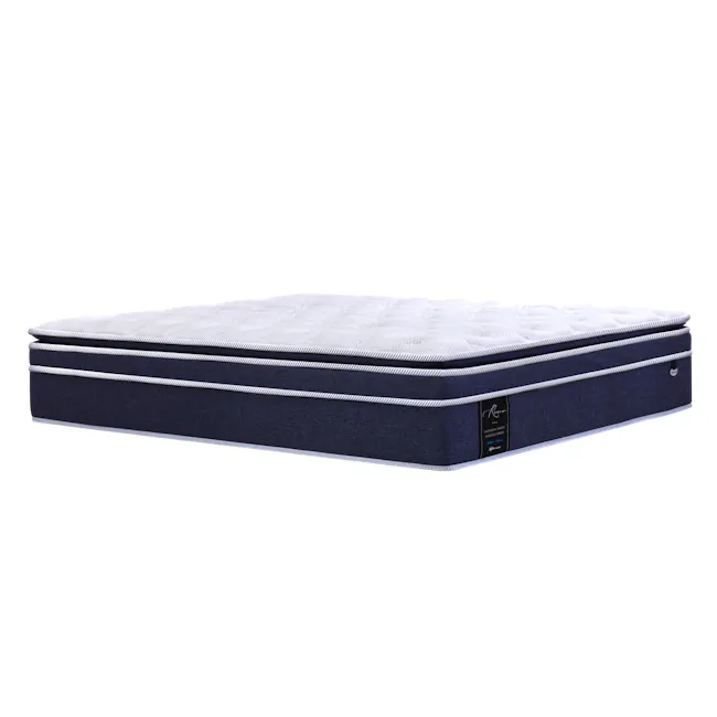 MaxCoil RENEW 35.5cm Mattress - Medium Soft (4 Sizes) *HipVan Exclusive!* - 3 - Mattress with navy blue frame, white