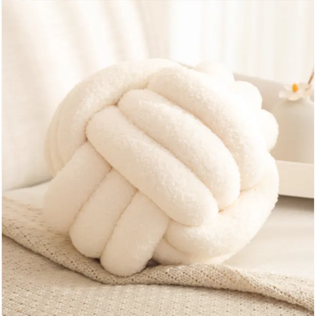 Knot Ball Plush Cushion - Ivory - 4
