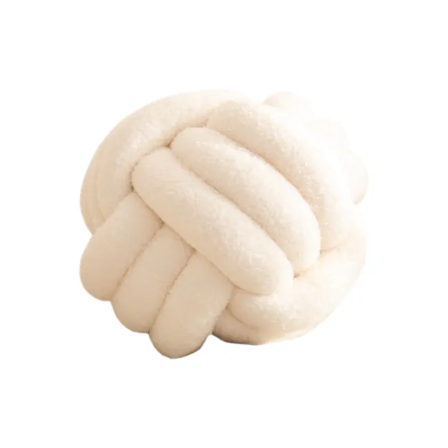 Knot Ball Plush Cushion - Ivory - 1