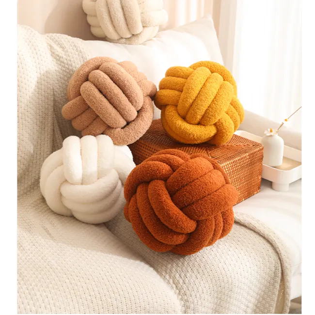 Knot Ball Plush Cushion - Ivory - 3