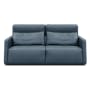 (As-is) Renzo 3 Seater Sofa with Adjustable Headrest - Medium Blue (Faux Leather) - 0