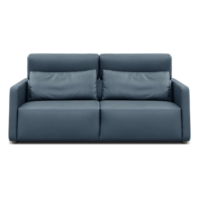 (As-is) Renzo 3 Seater Sofa with Adjustable Headrest - Medium Blue (Faux Leather) - 0