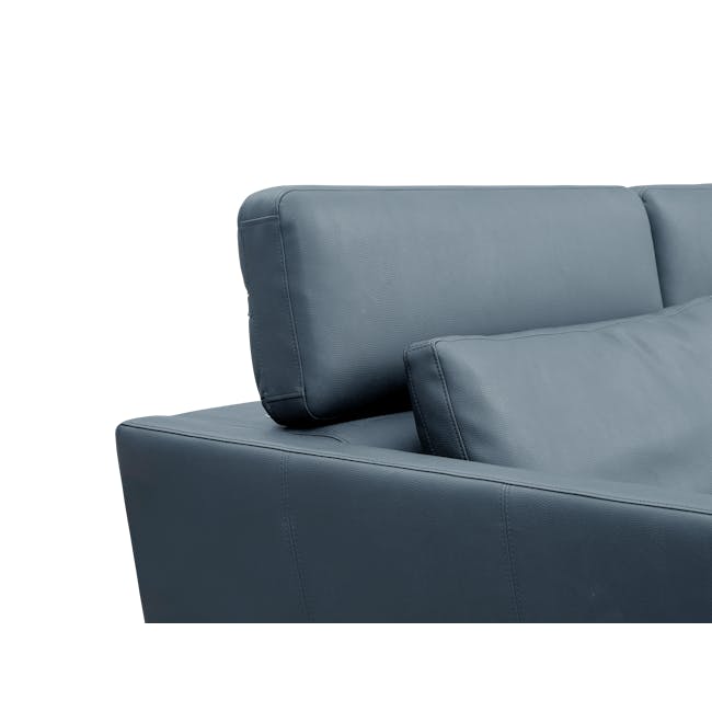 (As-is) Renzo 3 Seater Sofa with Adjustable Headrest - Medium Blue (Faux Leather) - 15