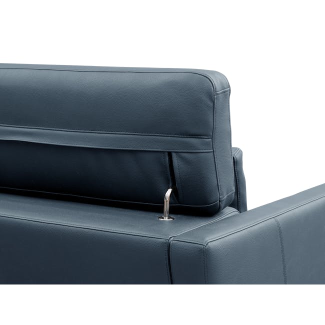 (As-is) Renzo 3 Seater Sofa with Adjustable Headrest - Medium Blue (Faux Leather) - 16