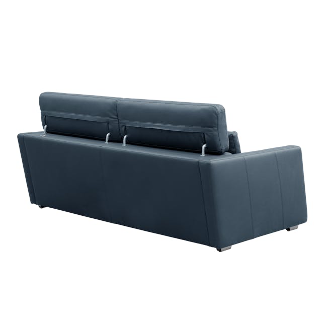 (As-is) Renzo 3 Seater Sofa with Adjustable Headrest - Medium Blue (Faux Leather) - 11