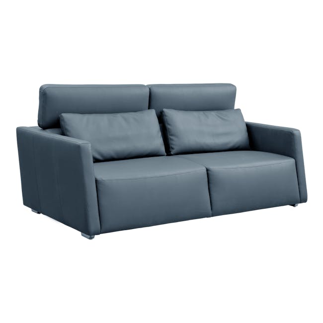 Renzo 3 Seater Sofa with Adjustable Headrest - Medium Blue (Faux Leather) - 3