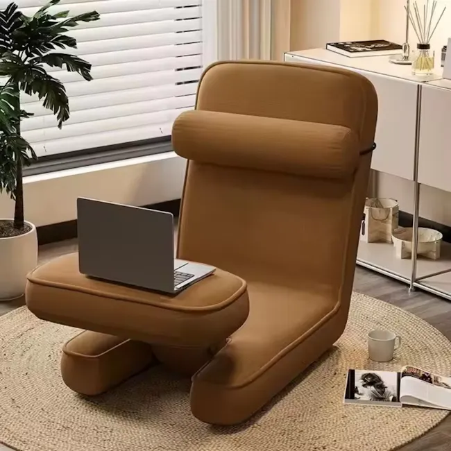 Versa Floor Sofa Bed with Adjustable Table - Brown (Fabric) - 2