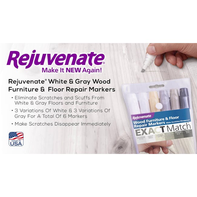 Rejuvenate Wood Repair Markers for Furniture & Floor - White & Grey - 5 - Rejuvenate White & Gray Wood Furniture & Floor