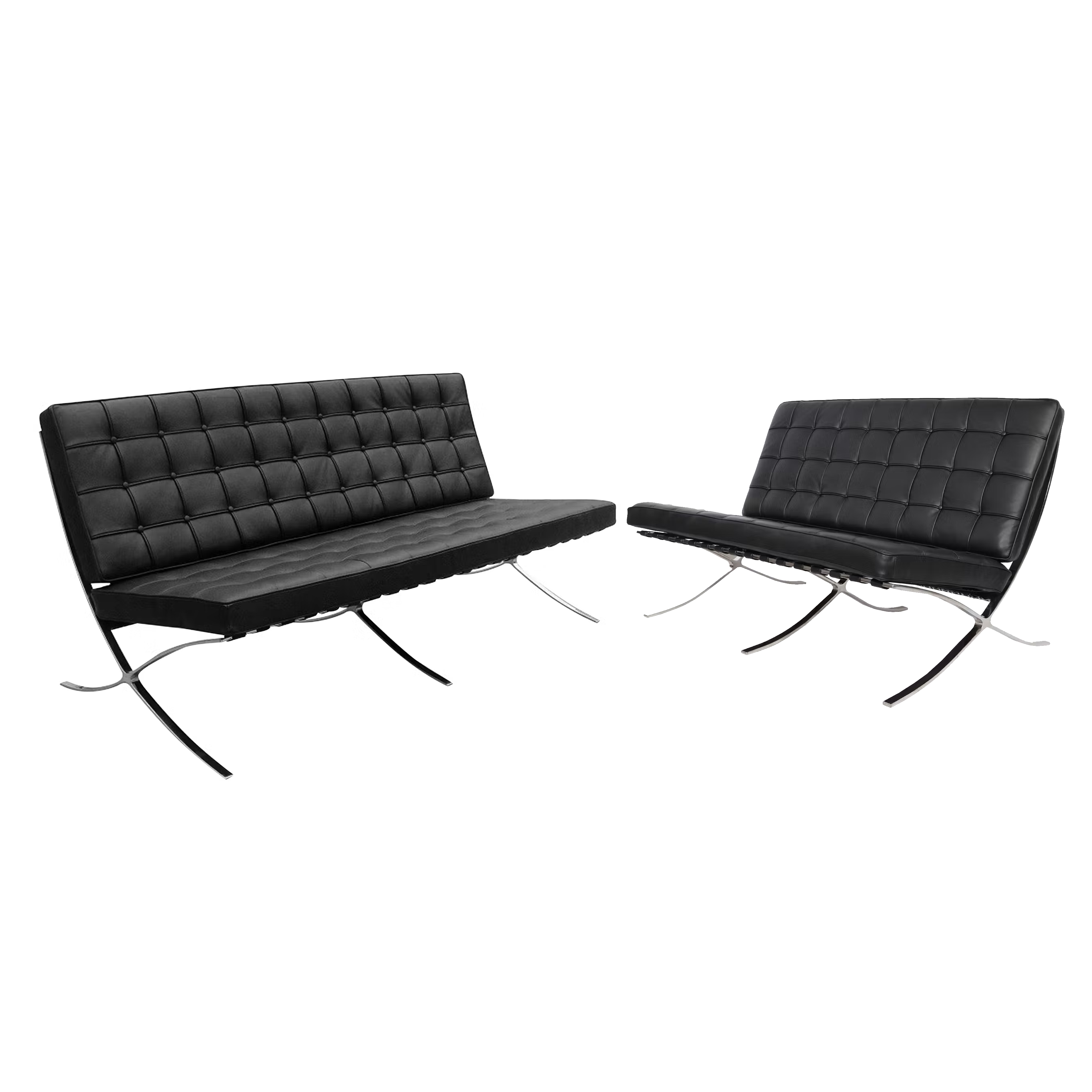 Benton 3 Seater Sofa with Benton 2 Seater Sofa - Black (Genuine Cowhide)