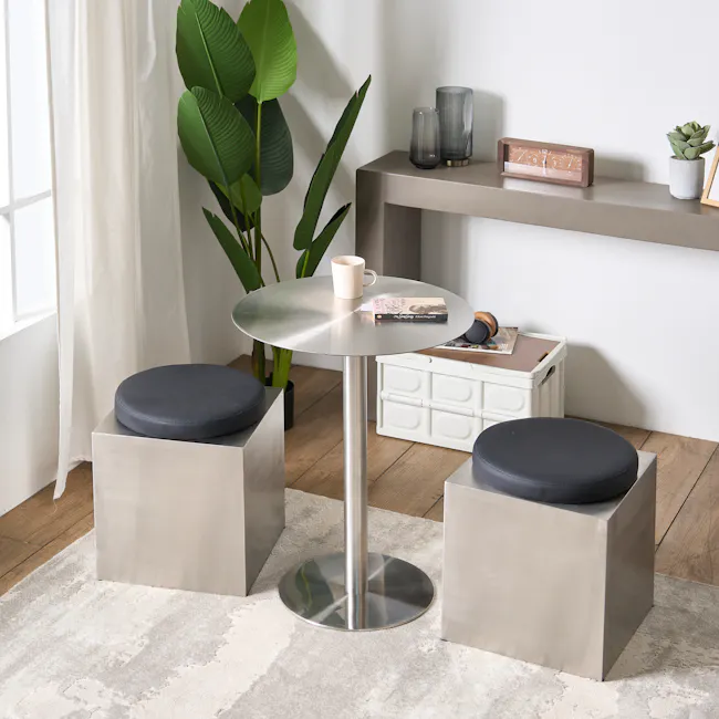 Somme Round Dining Table 0.6m (Stainless Steel) - 4