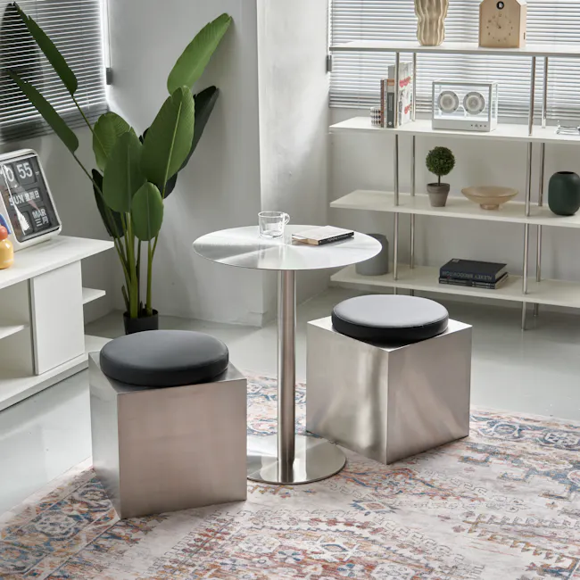 Somme Round Dining Table 0.6m (Stainless Steel) - 5