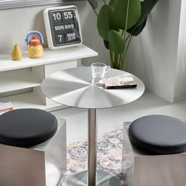 Somme Round Dining Table 0.6m (Stainless Steel) - 2