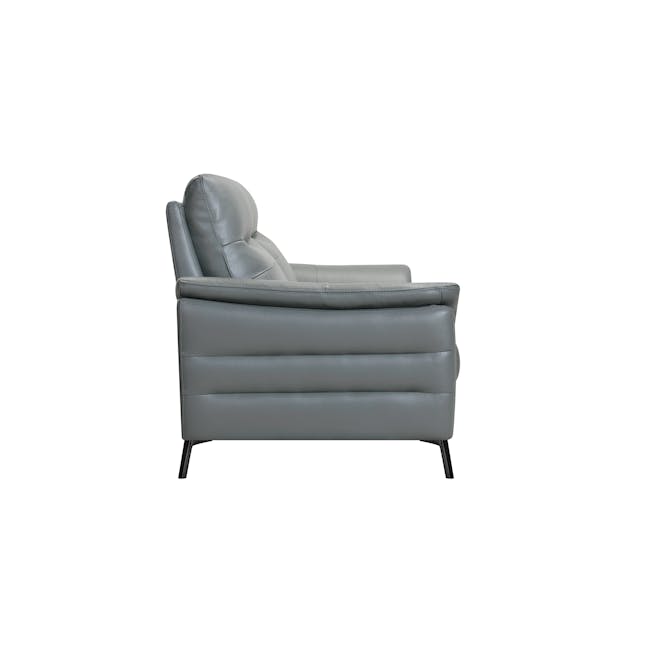 Oskar 3 Seater Recliner Sofa - Flint Grey (Genuine Cowhide + Faux Leather) - 7