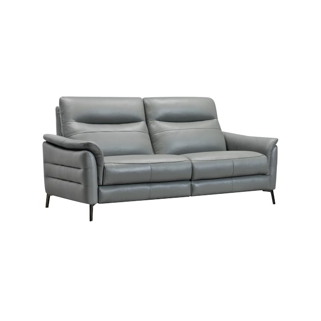 Oskar 3 Seater Recliner Sofa - Flint Grey (Genuine Cowhide + Faux Leather) - 5