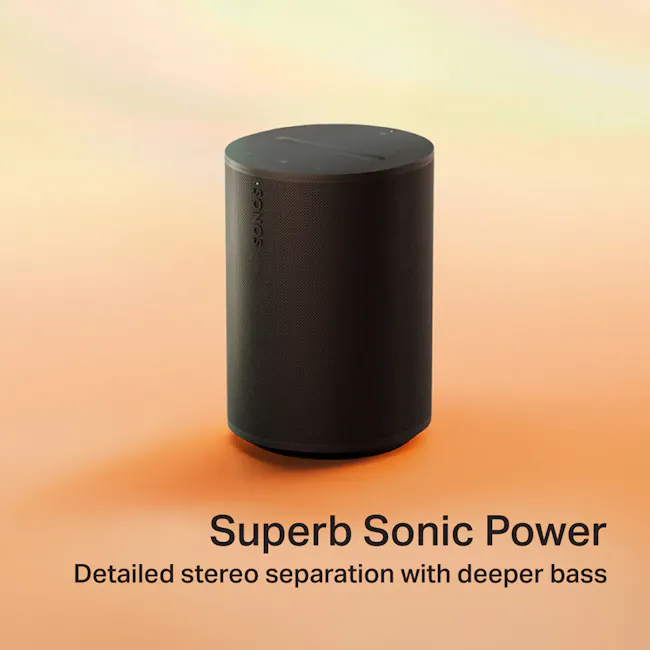 Sonos Era 100 - Black - 5 - Sleek black cylindrical speaker, Advanced Bose design, Detailed bass response, Superior sound
