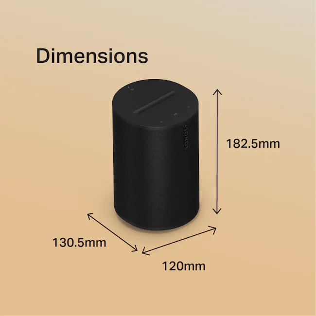 Sonos Era 100 - Black - 4 - Smart speaker, 5mm height, 5mm width, 120mm height, ergonomic design, wireless connectivity