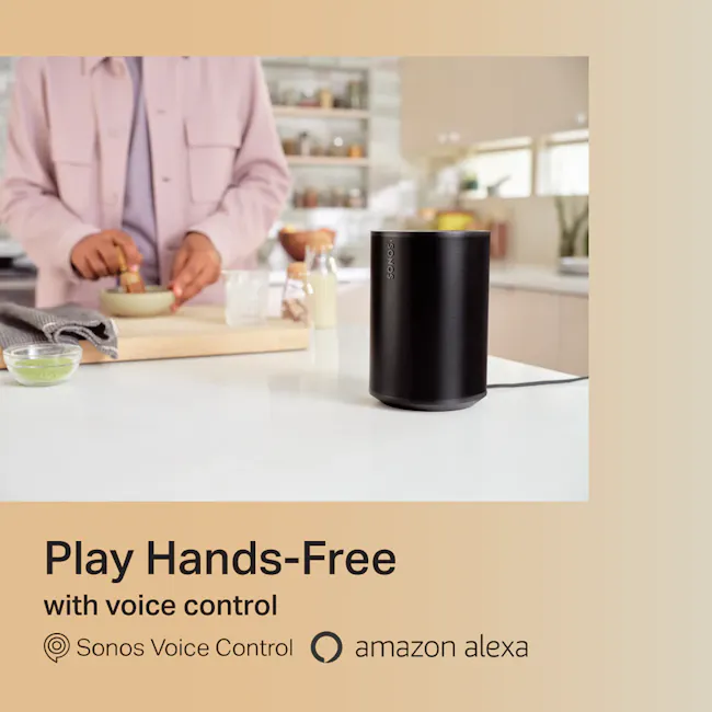 Sonos Era 100 - Black - 9 - Sonos Voice Control Smart Speaker, Hands-Free Voice Control Device, Kitchen Appliances and