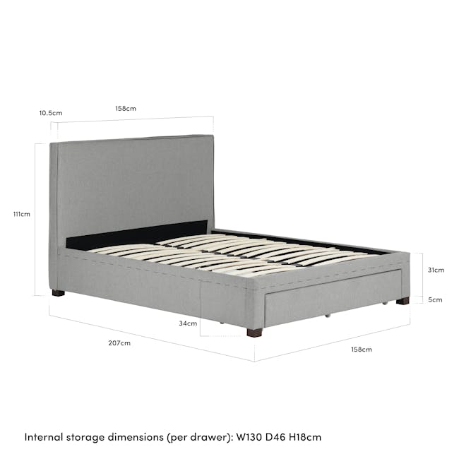 Raphael 1 Drawer Queen Bed - Tin Grey - 6