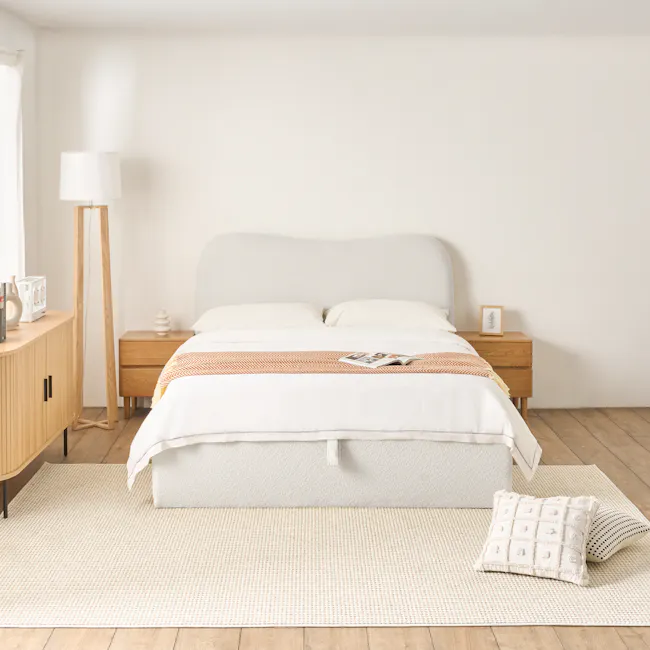 Arianna Queen Storage Bed - White Boucle - 4