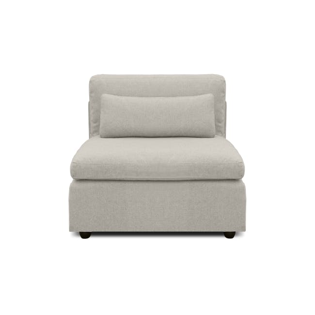 Liam 4 Seater Sofa - Ivory (Fabric) - 11 - Modern minimalist sofa, light gray fabric, cushioned seating, comfortable design