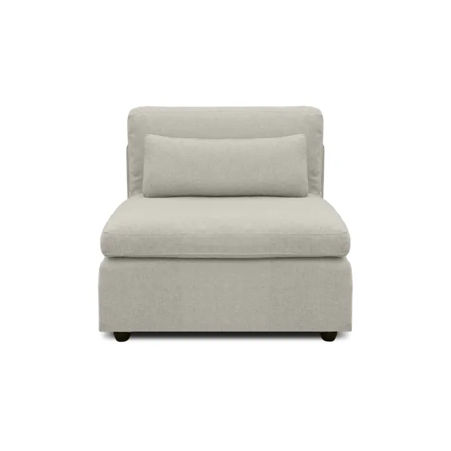 Liam 4 Seater Sofa - Ivory (Fabric) - 11 - Modern minimalist sofa, light gray fabric, cushioned seating, comfortable design