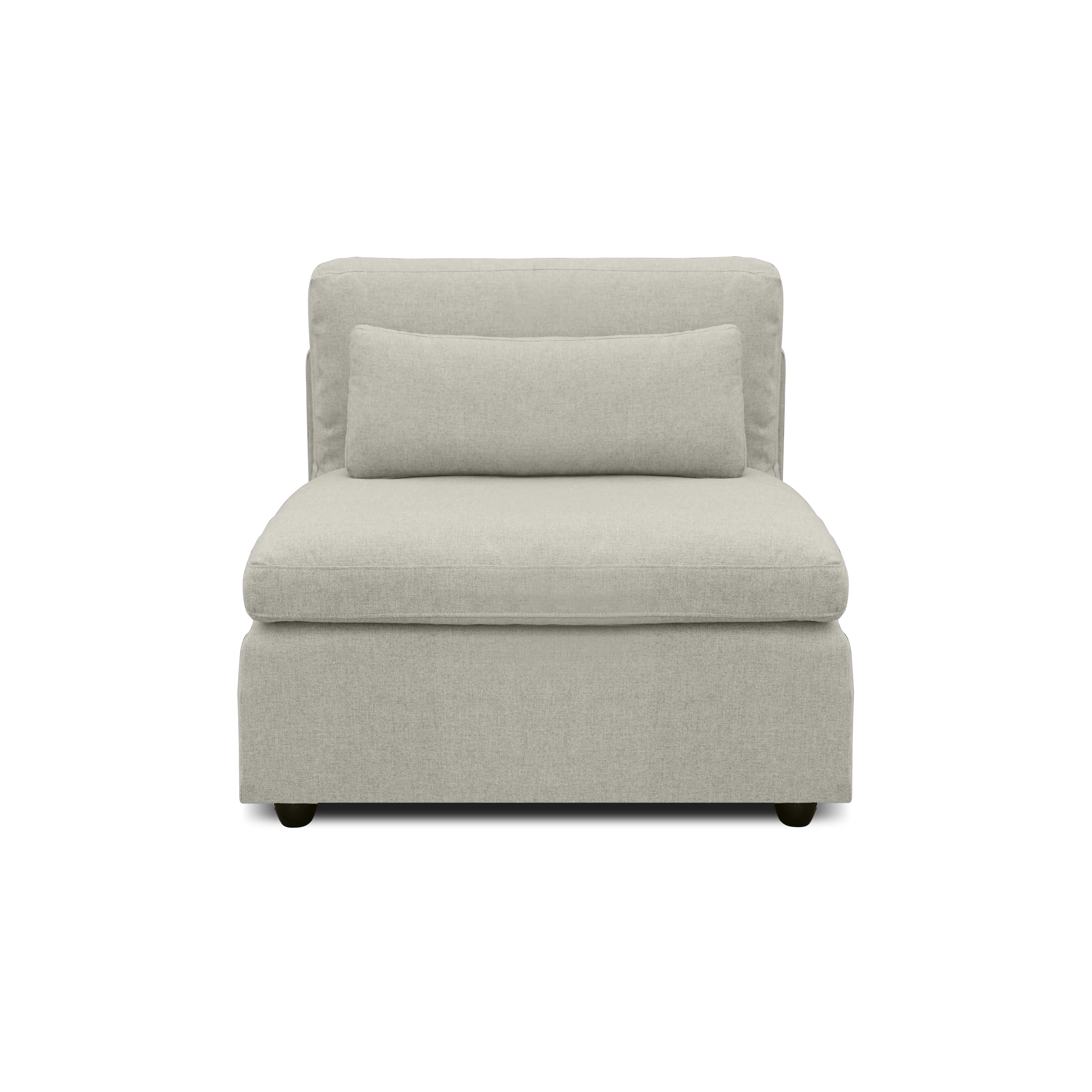 Liam 4 Seater Extended Sofa - Ivory (Fabric) - 24 - Modern minimalist sofa, light gray fabric, cushioned seating