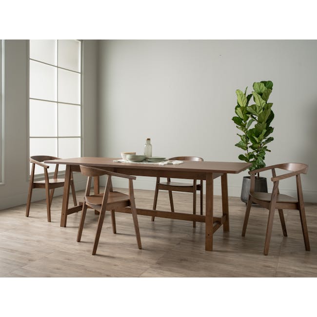 Haynes Dining Table 2.2m in Walnut with 4 Greta Chairs in Cocoa - 1