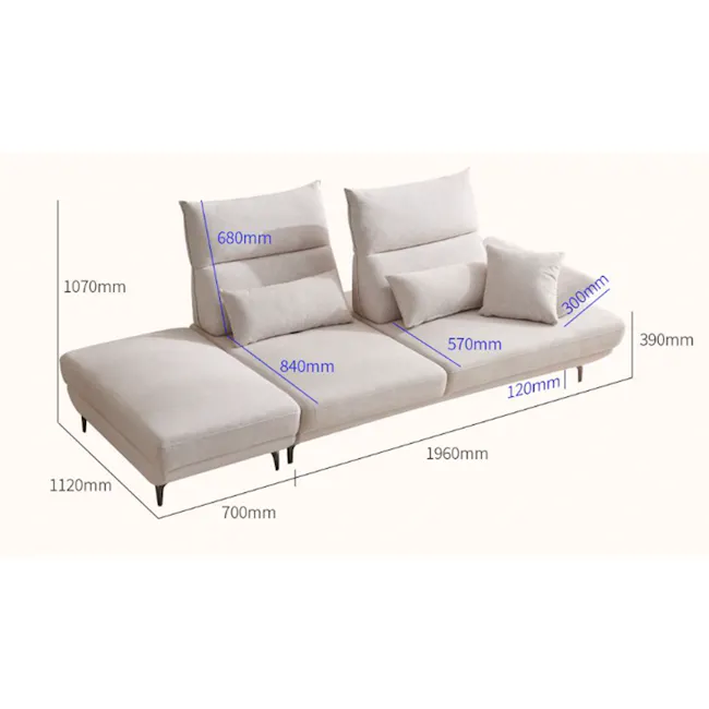 Cornell 3 Seater Adjustable Sofa - Grey (Pet Friendly) - 19